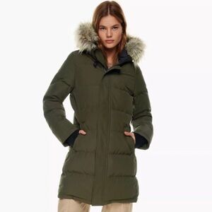 Aritzia TNA The Powder Parka Dark Olive - size S